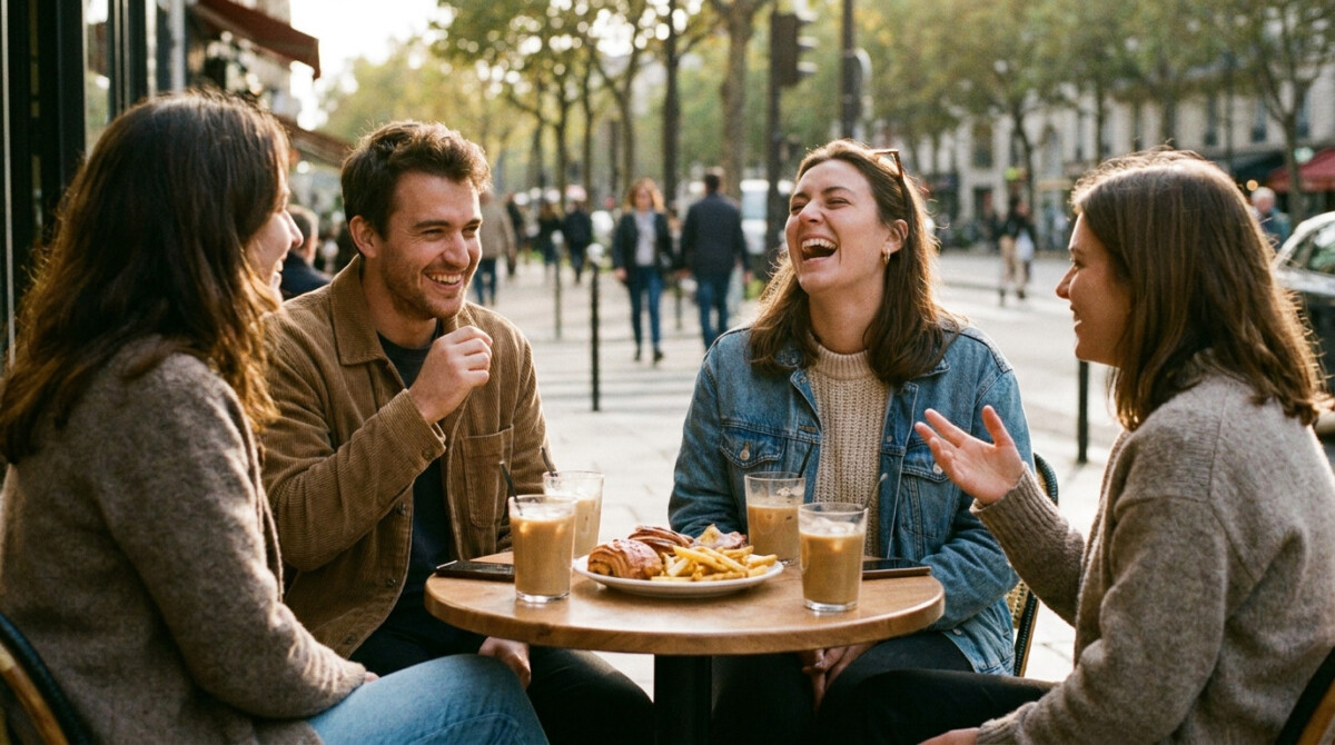 Friends at a cafe illustrating the wants category in the 50/30/20 budget rule