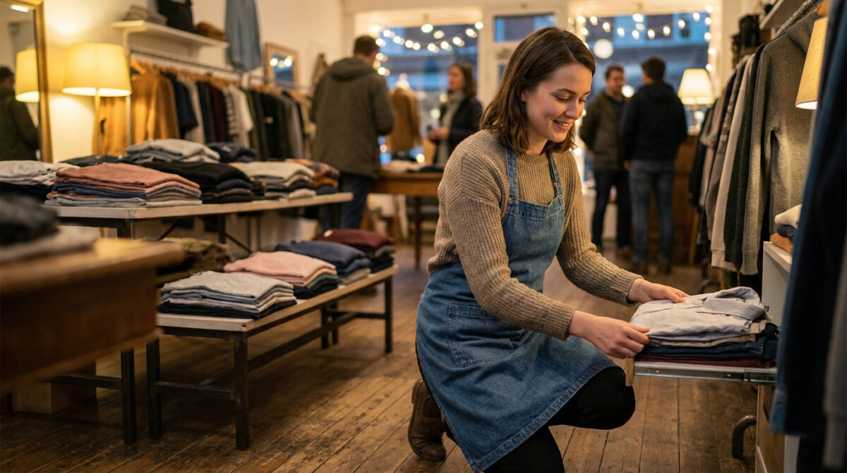 part-time jobs that pay well - retail worker restocking shelves during an evening shift