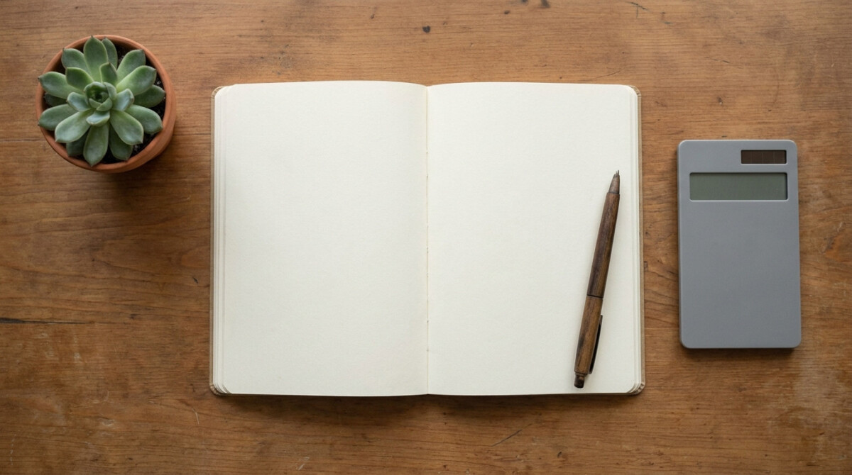 Organized desk with notebook and calculator representing a simple investing for beginners strategy