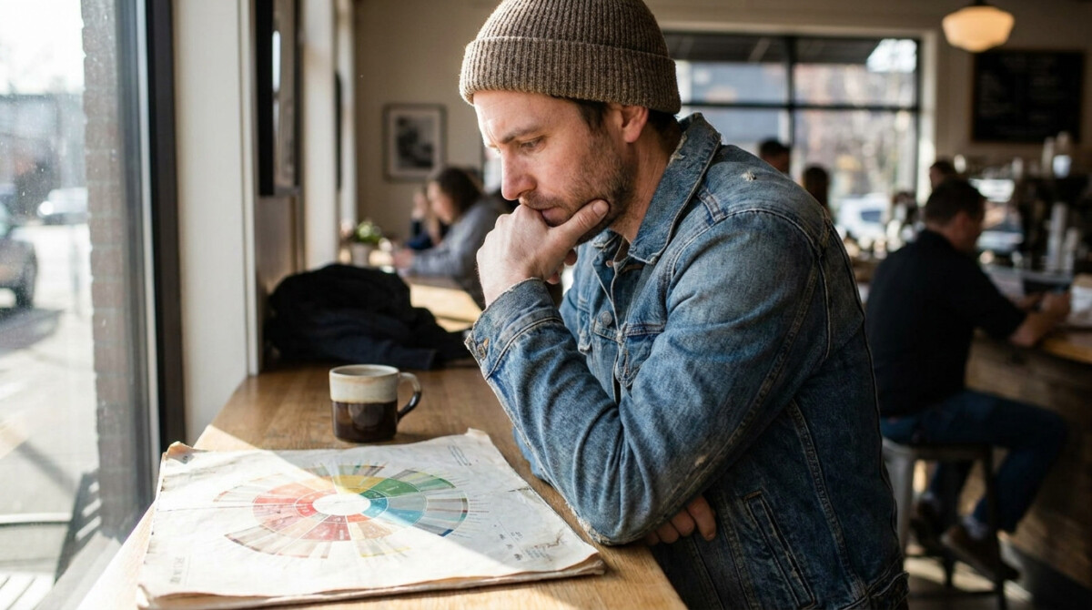index funds vs individual stocks man thinking at coffee shop comparing investment options