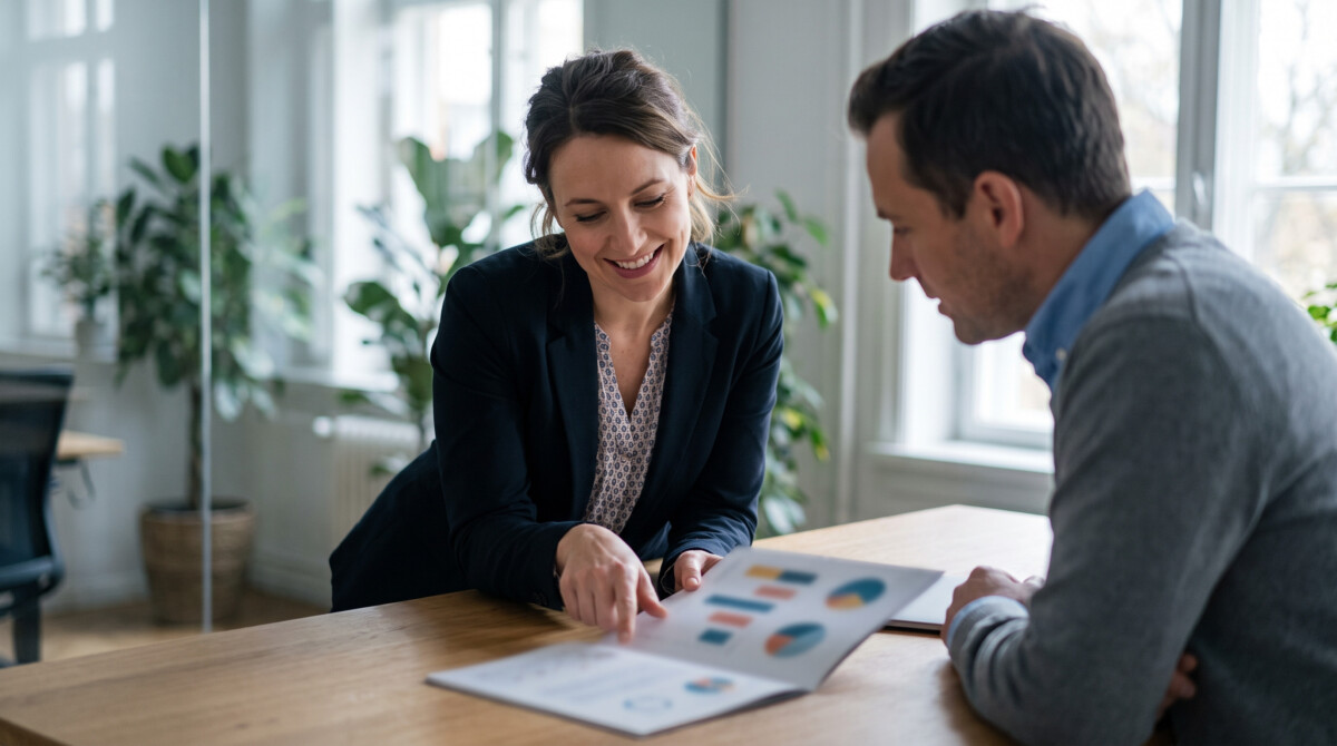 how to rebalance your portfolio without triggering unnecessary taxes — woman reviewing portfolio allocation with financial advisor